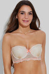 Zivame All That Lace Longline Strapless Bra- Beige — thumbnail 1