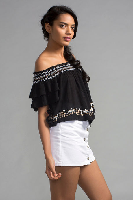 Zivame Off Shoulder Casual Top- Black — image 3