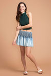 Zivame Washed Blue Smocked Waist Mini Skatered Skirt  — thumbnail 2