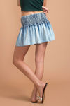 Zivame Washed Blue Smocked Waist Mini Skatered Skirt  — thumbnail 3