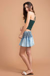 Zivame Washed Blue Smocked Waist Mini Skatered Skirt  — thumbnail 4