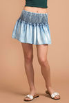 Zivame Washed Blue Smocked Waist Mini Skatered Skirt  — thumbnail 5