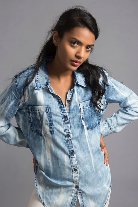 Zivame Tie n Dye Denim Shirt- Navy — image 4