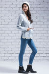 Zivame Plaid Style Lace Up Hoodie- Blue — thumbnail 2