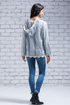 Zivame Plaid Style Lace Up Hoodie- Blue — thumbnail 3