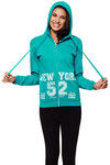 Zivame Varsity Hooded Jacket- Persian Green — thumbnail 2