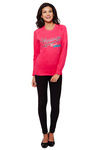 Zivame Varsity Raglan Sleeve Sweatshirt- Amaranth Pink — thumbnail 5
