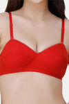 College Girl Padded Non Wired 3/4th Coverage Cami Bra - Red — thumbnail 4