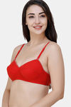 College Girl Padded Non Wired 3/4th Coverage Cami Bra - Red — thumbnail 5