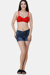 College Girl Padded Non Wired 3/4th Coverage Cami Bra - Red — thumbnail 6