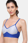 College Girl Double Layered Non Wired Full Coverage Super Support Bra - Royal Blue — thumbnail 5