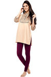 Zivame Colour Dash Cotton Stretch Churidar Leggings-Burgundy — thumbnail 3