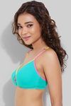 Zivame Happy Cotton Bra with Plunge Neckline- Cerulean Blue — thumbnail 3