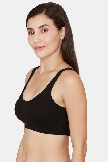 Coucou Essentials Double Layered Non Wired 3/4th Coverage Slip On Bra - Jet Black — image 2