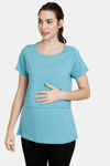 Coucou Cotton Maternity Loungewear Top With Front Zipper And Discreet Feeding - Porcelain — thumbnail 2