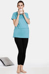Coucou Cotton Maternity Loungewear Top With Front Zipper And Discreet Feeding - Porcelain — thumbnail 4
