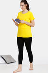Coucou Cotton Maternity Loungewear Top With Front Zipper And Discreet Feeding - Vibrant Yellow — thumbnail 4