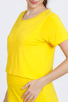 Coucou Cotton Maternity Loungewear Top With Front Zipper And Discreet Feeding - Vibrant Yellow — thumbnail 5