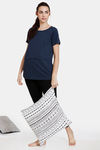 Coucou Bamboo Cotton Maternity Loungewear Top With Front Zipper And Discreet Feeding - Navy Blue — thumbnail 4