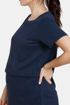 Coucou Bamboo Cotton Maternity Loungewear Top With Front Zipper And Discreet Feeding - Navy Blue — thumbnail 5
