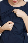 Coucou Bamboo Cotton Maternity Loungewear Top With Front Zipper And Discreet Feeding - Navy Blue — thumbnail 6