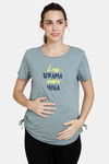 Coucou Bamboo Cotton Maternity & Nursing Loungewear Top - Slate — thumbnail 2