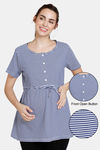 Coucou Maternity & Nursing Knit Top With Front Open Button - Vivid Blue — thumbnail 1