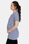 Coucou Maternity & Nursing Knit Top With Front Open Button - Vivid Blue — thumbnail 2