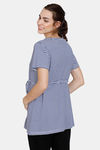 Coucou Maternity & Nursing Knit Top With Front Open Button - Vivid Blue — thumbnail 3