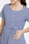 Coucou Maternity & Nursing Knit Top With Front Open Button - Vivid Blue — thumbnail 5