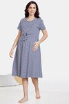 Coucou Maternity Knit Knee Length Loungewear Dress With Discreet Feeding - Vivid Blue — thumbnail 2