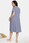 Coucou Maternity Knit Knee Length Loungewear Dress With Discreet Feeding - Vivid Blue — thumbnail 3