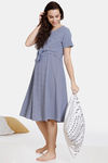 Coucou Maternity Knit Knee Length Loungewear Dress With Discreet Feeding - Vivid Blue — thumbnail 4