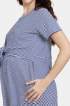 Coucou Maternity Knit Knee Length Loungewear Dress With Discreet Feeding - Vivid Blue — thumbnail 5