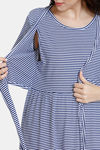 Coucou Maternity Knit Knee Length Loungewear Dress With Discreet Feeding - Vivid Blue — thumbnail 6