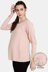 Coucou Bamboo Cotton Pull Aside Solid Maternity Loungewear Top With Discreet Feeding - Pink Salt — thumbnail 1
