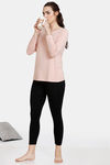 Coucou Bamboo Cotton Pull Aside Solid Maternity Loungewear Top With Discreet Feeding - Pink Salt — thumbnail 4