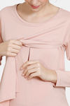 Coucou Bamboo Cotton Pull Aside Solid Maternity Loungewear Top With Discreet Feeding - Pink Salt — thumbnail 6