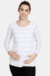 Coucou Bamboo Cotton Pull Aside Solid Maternity Loungewear Top With Discreet Feeding - Pearled Ivory — thumbnail 2