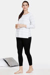 Coucou Bamboo Cotton Pull Aside Solid Maternity Loungewear Top With Discreet Feeding - Pearled Ivory — thumbnail 4