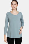 Coucou Bamboo Cotton Maternity Loungewear Top With Discreet Feeding - Slate — thumbnail 2