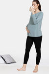 Coucou Bamboo Cotton Maternity Loungewear Top With Discreet Feeding - Slate — thumbnail 4