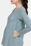 Coucou Bamboo Cotton Maternity Loungewear Top With Discreet Feeding - Slate — thumbnail 5