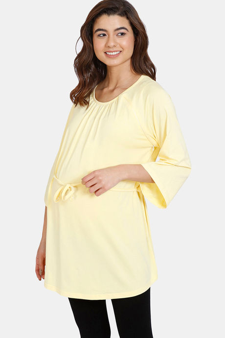 Coucou Maternity & Nursing Knit Top - Pastel Yellow — image 2