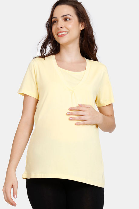 Coucou Bamboo Cotton Maternity Top - Pastel Yellow — image 2