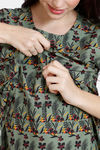 Coucou Maternity Woven Full Length Nightdress With Front Zipper And Discreet Feeding - Ice Green — thumbnail 6