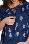 Coucou Maternity Woven Full Length Loungewear Dress With Front Zipper And Discreet Feeding - Orient Blue — thumbnail 5