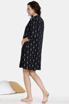 Coucou Maternity & Nursing Woven Knee Length Loungewear Dress With Front Zipper - Black — thumbnail 3