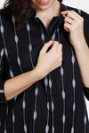 Coucou Maternity & Nursing Woven Knee Length Loungewear Dress With Front Zipper - Black — thumbnail 5