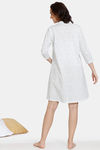 Coucou Maternity & Nursing Woven Mid Length Printed Loungewear Dress With Front Zipper - Bright White — thumbnail 3
